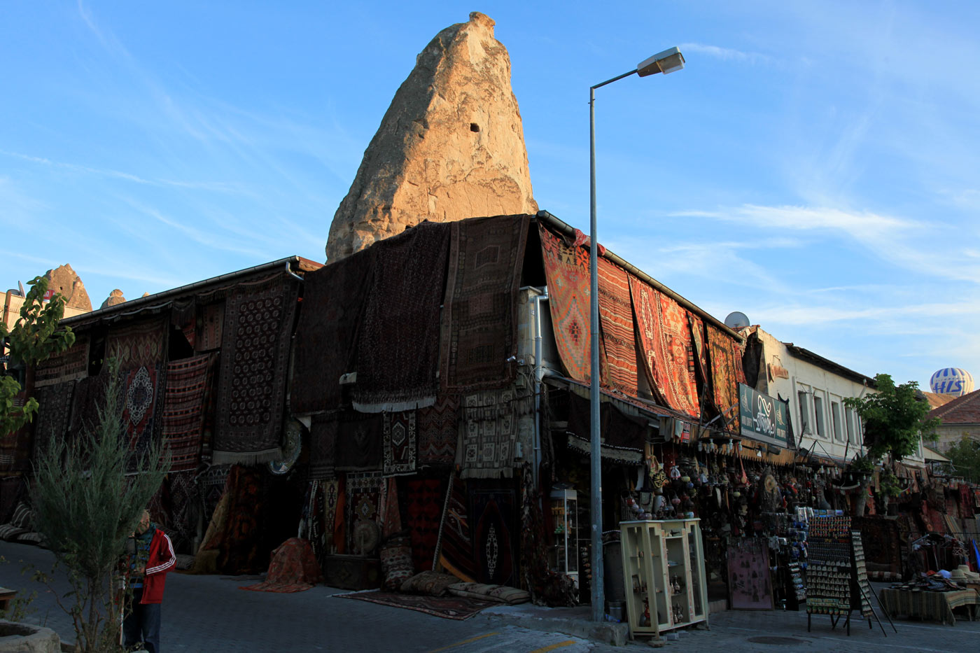 Fairy tower and carpet shop, Goreme, Turkey