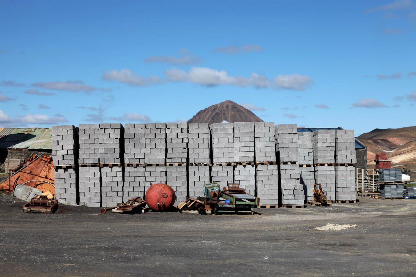 Cinder block factory at Krafla, Iceland