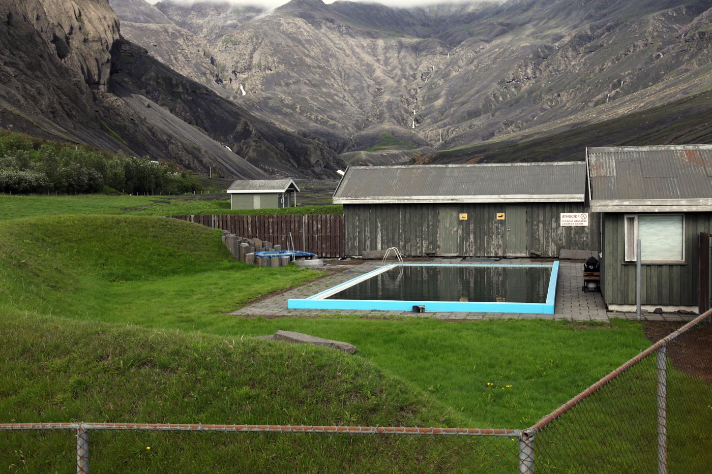 Swimming pool at the foot of  Eyjafjallajokull, Iceland